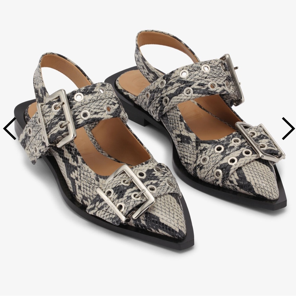 Ganni buckle shoes snakeskin